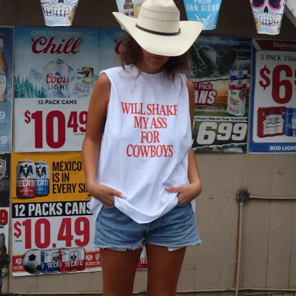 "Will Shake My Ass for Cowboys" Tank Sheisgracielou XL unisex NWT cutoff t shirt